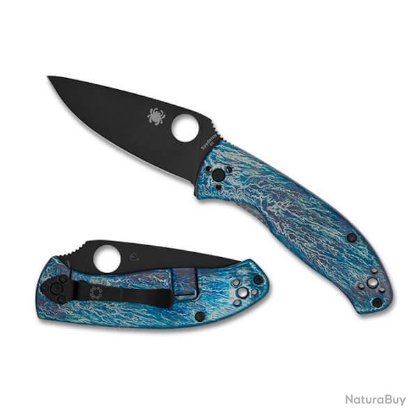 C122TIBLBKD2P - Couteau pliant Spyderco Tenacious Titanium bleu