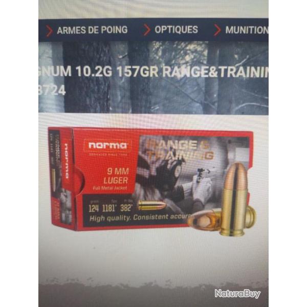 Norma range and training 357 magnum 10.2g 157gr fmjfp 50 pieces