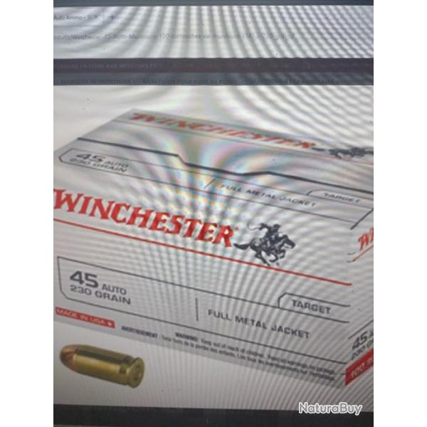 Winchester 45 auto 230gr full mtal jacket 100 pices