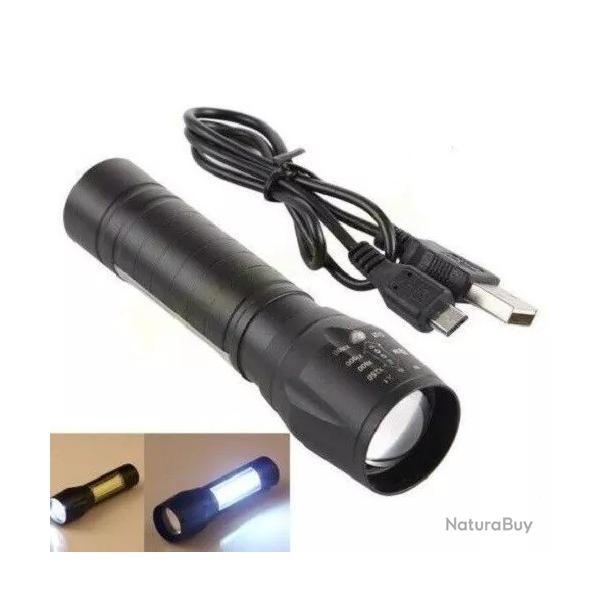 LAMPE TORCHE A MAIN DE POCHE RECHARGEABLE SUR USB PUISSANTE FORTE