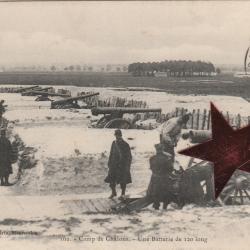 CPA- Militaire-Camp de Chalons - Une batterie de 120 long N°804