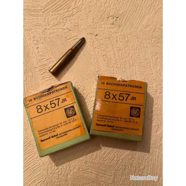 Lot de deux boites de munitions calibre 8x57Jr