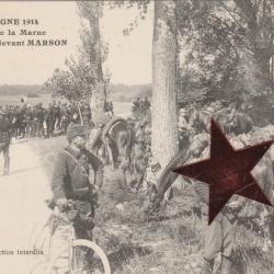 CPA- Militaire-Campagne 1914 - Bataille de la Marne - Les Estafettes devant Marson  N°601