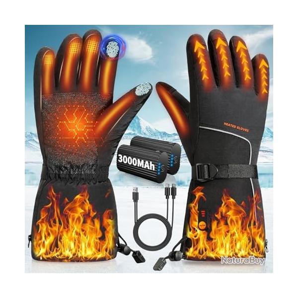 Gants Chauffants pour Homme et Femme avec batteries rechargeables 7.4V 3000mAh*2