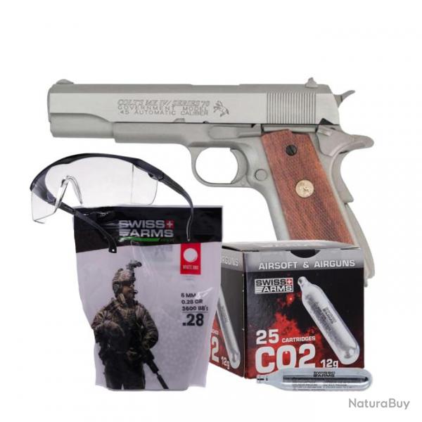 Pack Dbutant Airsoft Pistolet Colt 6 mm