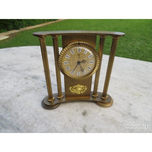 VINTAGE - Ancienne pendulette de table en bronze dor et laiton, Marque UTI (Vers 1970)