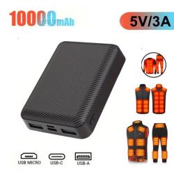 Batterie externe Portable 10000mAh, 5V, pour Gilet-gant-pantalon CHAUFFANT, PROMO LIMITÉE