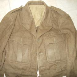 ancien blouson battle dress militaria ww 2 royal marines commando ? laine marron kaki uniforme solda