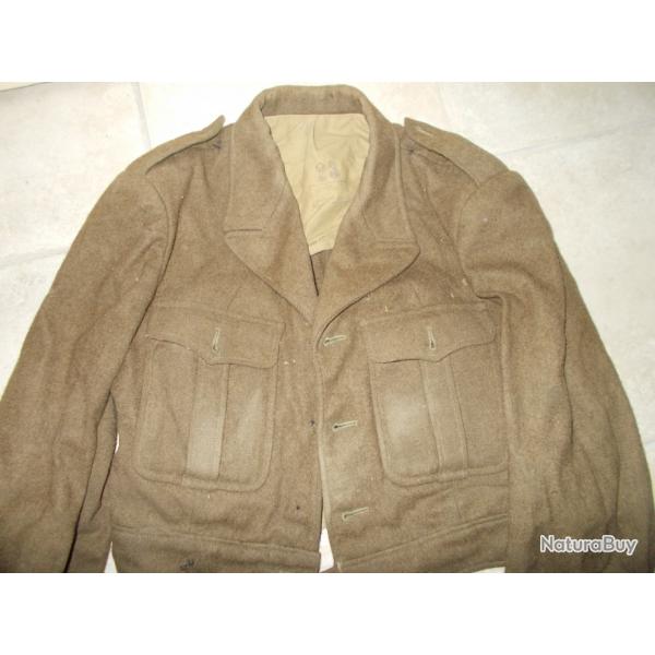 ancien blouson battle dress militaria ww 2 royal marines commando ? laine marron kaki uniforme solda