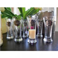 SOLDES Verres à Pastis 18 cl décor étain relief de gibiers Lot de 6