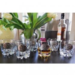 SOLDES Verres à Whisky 30 cl décor étain relief de gibiers Lot de 6