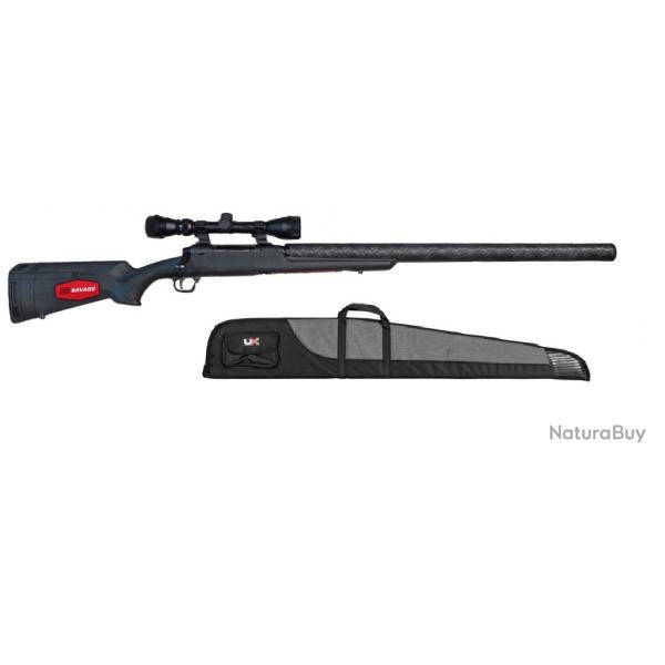 Pack carabine SAVAGE axis cal.222 custom silence + lunette 3-9x40 weaver + fourreau