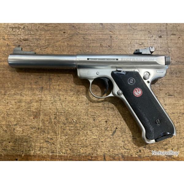 pistolet RUGER Mk III Target Inox hausse rglable et canon lourd calibre 22 LR
