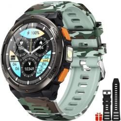 Montre Connectée Homme 3ATM Étanche avec Appels Bluetooth 1,45" Militaire Smartwatch avec Torche LED