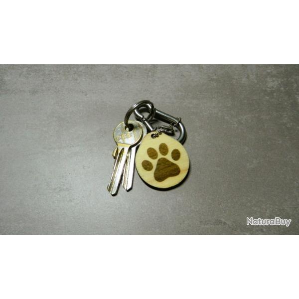 Porte-cls - bois - patte de chien