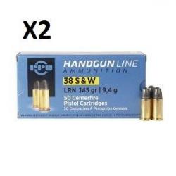 Lot de deux boîtes PPU 38 S&W 145grs LRN