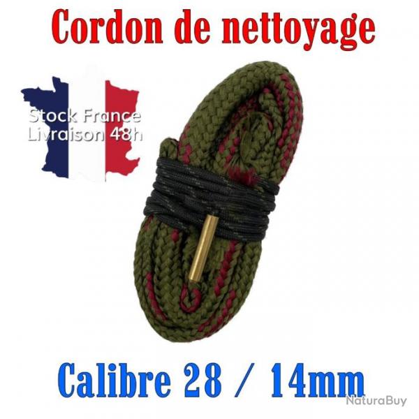 Cordon de nettoyage Boresnake calibre 28 14mm - Envoi rapide depuis la France