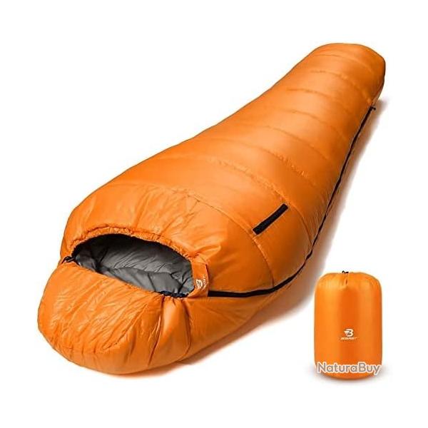 Sac de couchage - 220x80cm - 0C pour de Couchage Momie pour Adultes 3-4 Saisons Compact - Orange