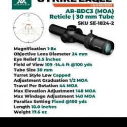 Vortex Strike Eagle 1-8x24  AR-BDC3Neuf