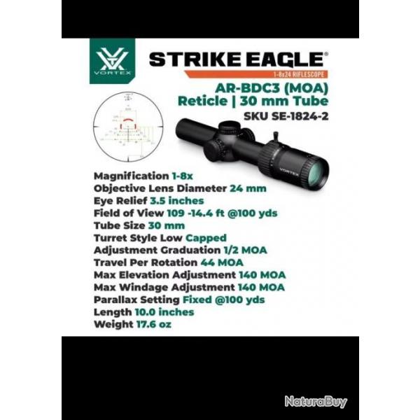 Vortex Strike Eagle 1-8x24  AR-BDC3Neuf