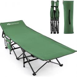 Lit de camping Pliable 1 Personne avec Appuie-tête Incliné - Supporte 272kg - Vert