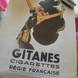 publicitaire Affiche pub vintage Gitanes signé rene vincent des tabac Seita 40 x 60 cm