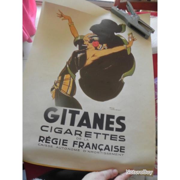 publicitaire Affiche pub vintage Gitanes sign rene vincent des tabac Seita 40 x 60 cm