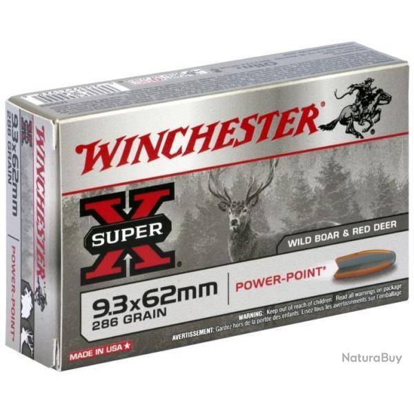 Munitions WINCHESTER power point cal.9.3x62 286gr 18.5g par 60