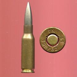 .280/30 cartouche experimentale pré-NATO - marquage : FN 51 280/30 - étui laiton de 43 mm