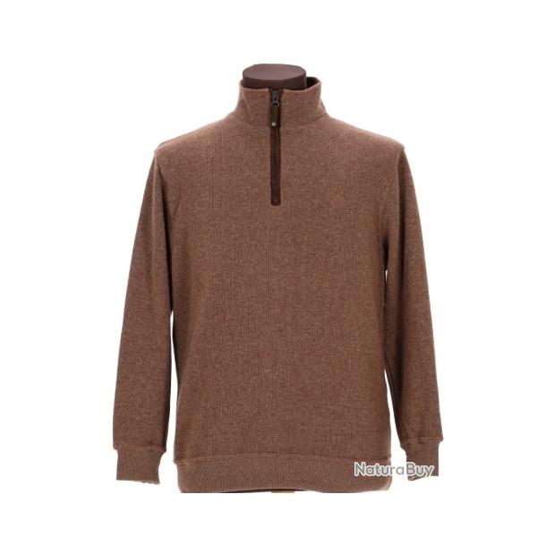 SWEAT COL ZIPPE LOVERGREEN CAMEL