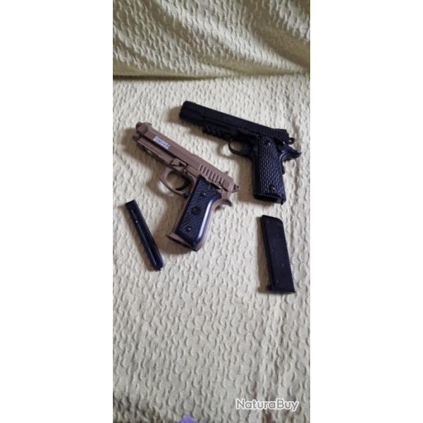 Airsoft 2 pistolets pour pices