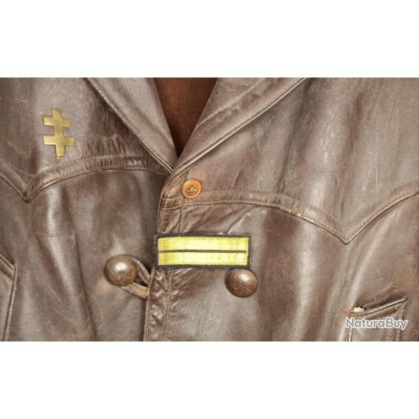 Veste cuir 3/4 Aviateur France 40 FFI FTPF Rsistant WW2