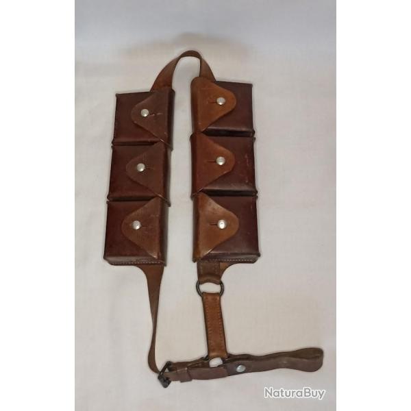 Cartouchire cuir Cavalerie Arme Suisse 1955