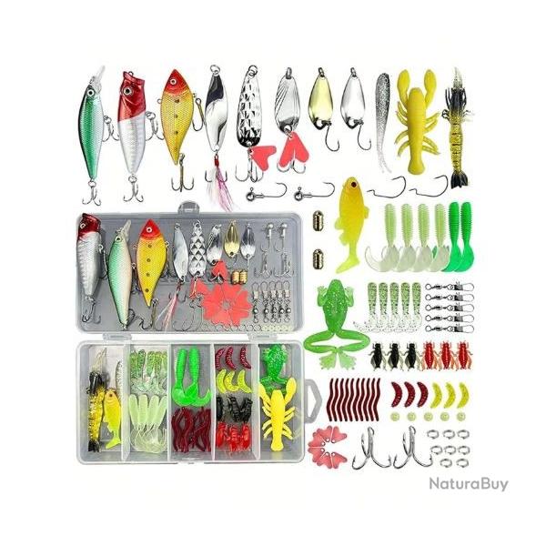 Kit De 78 Pices De Leurres De Pche Pour L'eau Douce Avec Leurres En Plastique Souple