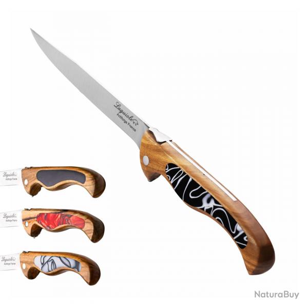 Couteau de cuisine universel laguiole oiseau avec manche en olivier Noir marbr