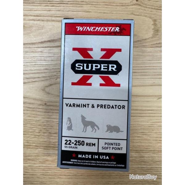 Winchester 22-250 rem Power Point 55 grs (x20)