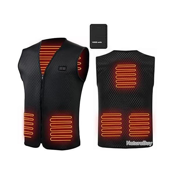 Gilet Chauffant lectrique 10000mAh Homme & Femme, pour Ski, Randonne, Chasse, Moto, Camping