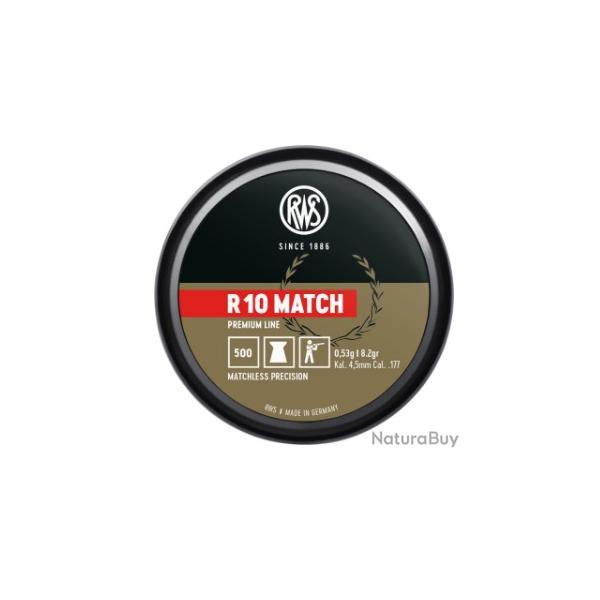 Plombs RWS r10 match cal.4.5 0.45g 7gr diam.4.49 par 500