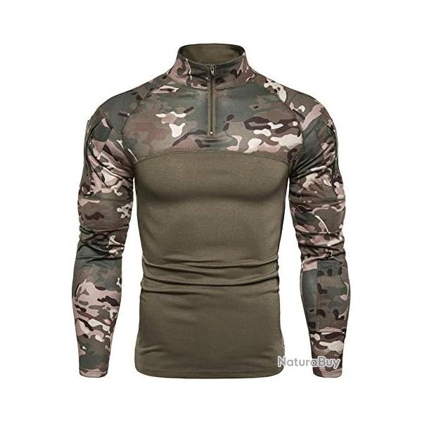 Chemise Tactique Homme Manches Longues Chasse Camping Randonne Poches Militaire Taille L