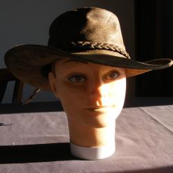 Chapeau de CowBoy Bushman Australien en cuir- couleur marron - taille S (env 50cm) Western Country