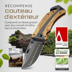 BERGKVIST K29 Couteau Pliant Titanium 3-en-1 Survie Brise-Vitre Coupe-Ceinture Pierre à Feu Étui