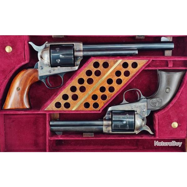 COFFRET REVOLVERS COLT SINGLE ACTION ARMY MODELE 1873 FRONTIER SIX SHOOTER 44/40 et 45LC - USA XIX 