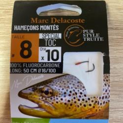 Hameçons montés truite delacoste universel toc collé vernis n8 0,16