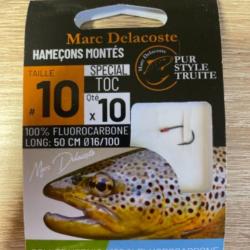 Hameçons montés truite delacoste universel toc collé vernis n10 0,16