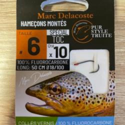 Hameçons montés truite delacoste universel toc collé vernis n6 0,18