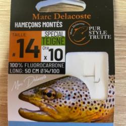 Hameçons montés truite delacoste spécial teigne 100% fluorocarbone n14 0,14