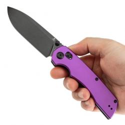 Couteau Pliant Tenable Kryo Purple Lame Acier 14C28N Manche Aluminium Cross-Bar Lock Clip T1001V2