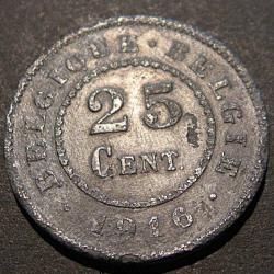Belgique piece de 25  cent 1916 tb+ diametre 26 mm