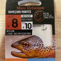 Hameçons montés truite delacoste ressort pâte à truite n8 0,20