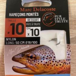 Hameçons montés truite delacoste ressort pâte à truite n10 0,18